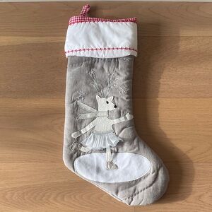 Pottery Barn Kids Gray Stocking with Skating Animal